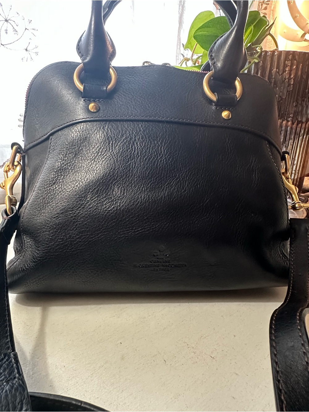 Dooney & Bourke Cameron Black Florentine Leather Satchel - Picture 2 of 14